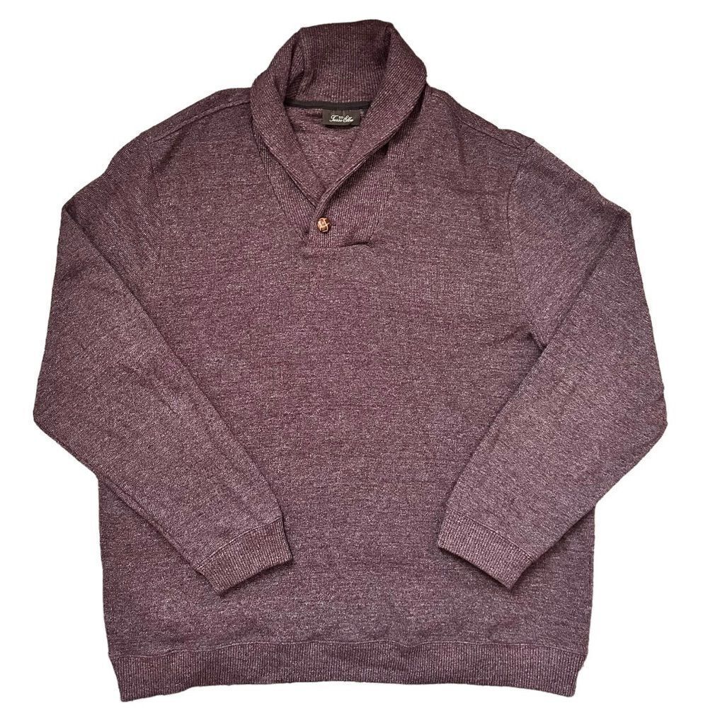 Tasso Elba Burgundy Marled Shawl Collar Pullover Sweater Men’s 2XL